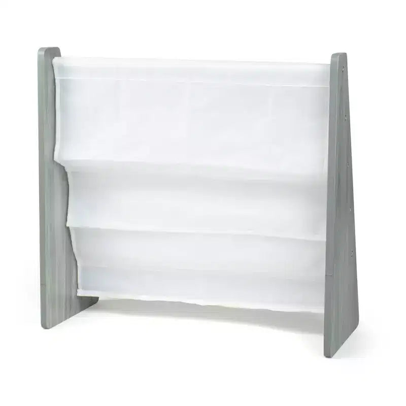 Gray 4-Tier Kids' Bookshelf with Fabric Pockets – 1 User