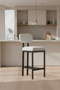 HomeRoots Set of Two 26 White and Black Fabric and Metal Counter Height Bar Chairs