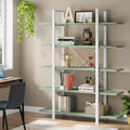Lantine 5-Tier Bookshelf, Vintage Industrial Style Bookcase 72H x 12W x 47L Inches (Green)