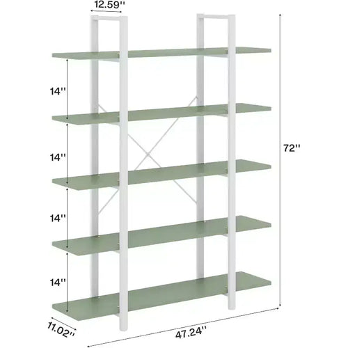 Libreria a 5 Ripiani, Scaffale in Stile Industriale Vintage 183A x 30L x 119P cm (Verde)