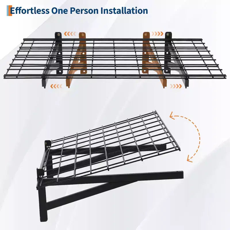 4-Pack 2x3ft Garage Shelving Floating Storage Shelves, Garage Shelving Wall Mounted, Updated 1400lbs Capacity Metal Garage Storage Shelves
