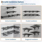 Scaffali da Garage Galleggianti 2x3ft, Confezione da 4, Scaffalature da Garage a Parete, Capacità Aggiornata 635kg, Scaffali Metallici per Garage