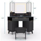 Toeletta angolare, Toeletta moderna, Toeletta con scanalature, Piano in vetro trasparente, per soggiorno
