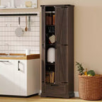 Credenza/Mobile Dispensa Marrone con Ante in Stile Fienile con Cassetto e Ripiani Regolabili, Montaggio per 1 Persona