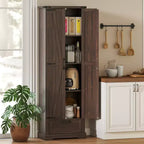 Credenza/Mobile Dispensa Marrone con Ante in Stile Fienile con Cassetto e Ripiani Regolabili, Montaggio per 1 Persona