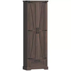 Credenza/Mobile Dispensa Marrone con Ante in Stile Fienile con Cassetto e Ripiani Regolabili, Montaggio per 1 Persona