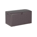 Baule da esterno in resina intrecciata, colore nero/marrone/bianco, 375 litri, capacità 1 persona