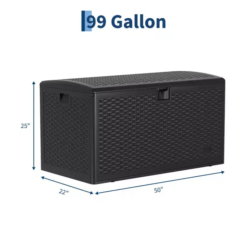 Black / Brown / White Wicker Resin Deck Box, 99 Gallon, 1-Person Use