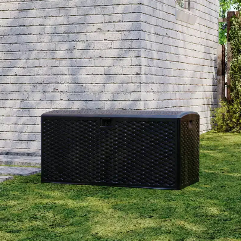 Black / Brown / White Wicker Resin Deck Box, 99 Gallon, 1-Person Use
