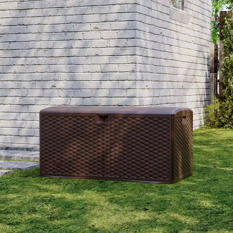 Black / Brown / White Wicker Resin Deck Box, 99 Gallon, 1-Person Use