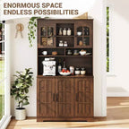 Dispensa da cucina con ante in vetro, 4 ante, in legno nero/marrone/bianco e marrone