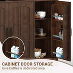 Dispensa da cucina con ante in vetro, 4 ante, in legno nero/marrone/bianco e marrone