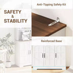 Dispensa da cucina con ante in vetro, 4 ante, in legno nero/marrone/bianco e marrone