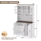 Dispensa da cucina con ante in vetro, 4 ante, in legno nero/marrone/bianco e marrone