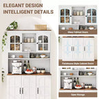 Dispensa da cucina con ante in vetro, 4 ante, in legno nero/marrone/bianco e marrone