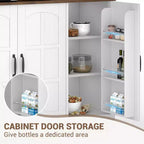 Dispensa da cucina con ante in vetro, 4 ante, in legno nero/marrone/bianco e marrone