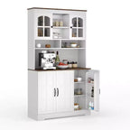 Dispensa da cucina con ante in vetro, 4 ante, in legno nero/marrone/bianco e marrone