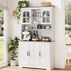 Dispensa da cucina con ante in vetro, 4 ante, in legno nero/marrone/bianco e marrone