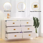 Cassettiera/fasciatoio bianco a sei cassetti per cameretta - piano rimovibile con fasciatoio, include spazio per vestiti e accessori.