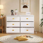 Cassettiera/fasciatoio bianco a sei cassetti per cameretta - piano rimovibile con fasciatoio, include spazio per vestiti e accessori.