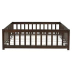 Bellemave Letto a Terra Montessori Completo con Recinzione e Porta, Struttura Bassa in Legno per Bambini con Sponde di Protezione, Legno Massello di Gomma, Facile da Montare