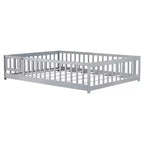 Bellemave Letto a Terra Montessori Completo con Recinzione e Porta, Struttura Bassa in Legno per Bambini con Sponde di Protezione, Legno Massello di Gomma, Facile da Montare