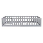 Bellemave Letto a Terra Montessori Completo con Recinzione e Porta, Struttura Bassa in Legno per Bambini con Sponde di Protezione, Legno Massello di Gomma, Facile da Montare