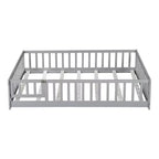 Bellemave Letto a Terra Montessori Completo con Recinzione e Porta, Struttura Bassa in Legno per Bambini con Sponde di Protezione, Legno Massello di Gomma, Facile da Montare