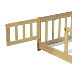 Bellemave Letto a Terra Montessori Completo con Recinzione e Porta, Struttura Bassa in Legno per Bambini con Sponde di Protezione, Legno Massello di Gomma, Facile da Montare