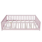 Bellemave Letto a Terra Montessori Completo con Recinzione e Porta, Struttura Bassa in Legno per Bambini con Sponde di Protezione, Legno Massello di Gomma, Facile da Montare
