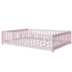 Bellemave Letto a Terra Montessori Completo con Recinzione e Porta, Struttura Bassa in Legno per Bambini con Sponde di Protezione, Legno Massello di Gomma, Facile da Montare