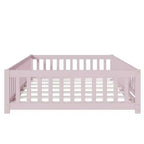 Bellemave Letto a Terra Montessori Completo con Recinzione e Porta, Struttura Bassa in Legno per Bambini con Sponde di Protezione, Legno Massello di Gomma, Facile da Montare