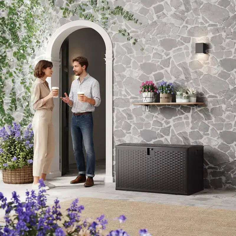 Baule da Esterno Grande da 450 Litri in Resina - Contenitore Impermeabile e Lucchettabile - Organizzatore Resistente alle Intemperie per Cuscini da Esterno, Attrezzi da Giardino