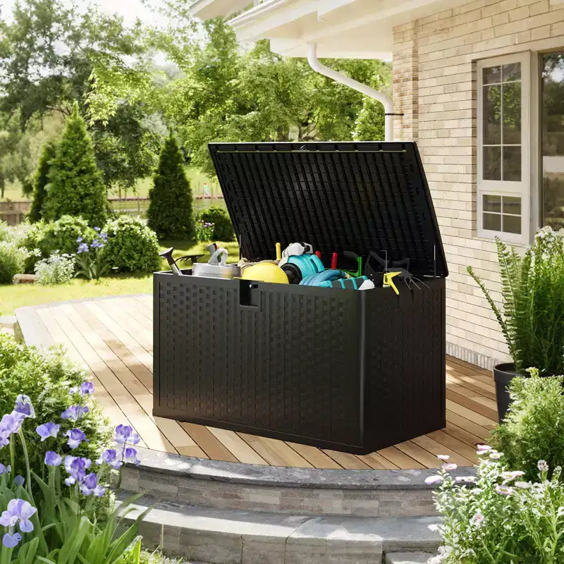 Baule da Esterno Grande da 450 Litri in Resina - Contenitore Impermeabile e Lucchettabile - Organizzatore Resistente alle Intemperie per Cuscini da Esterno, Attrezzi da Giardino