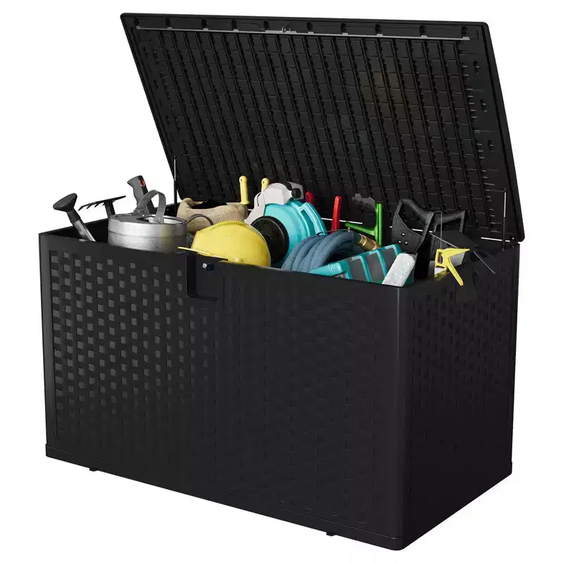 120 Gallon Large Outdoor Resin Deck Box - Waterproof & Lockable Storage Container - Weather-Resistant Organizer for Patio Cushions, Garden Tools