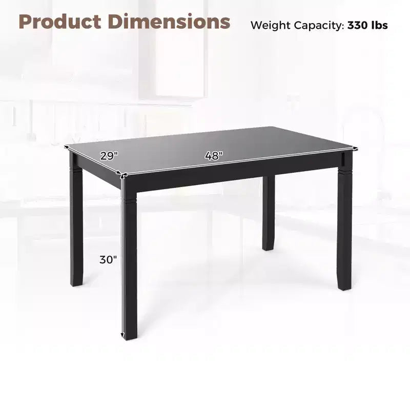 Costway 48 Wooden Dining Table for 4 People w/ Rubber Wood Legs Rectangular Table