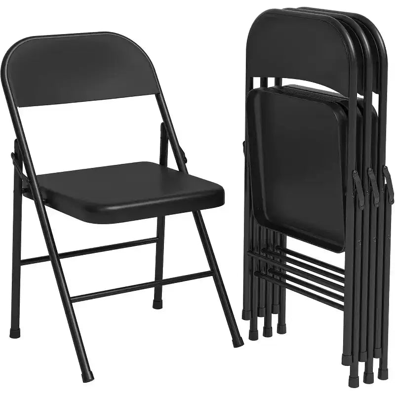 Padded Folding Chairs with Cushion, 350 LBS Heavy Duty Double Braced Metal Chairs, Stackable & Portable for Home Use
