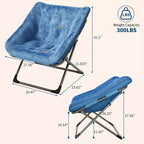 Comoda sedia a farfalla portatile, morbida pelliccia sintetica, oversize, nessun assemblaggio richiesto, per camera da letto, soggiorno, dormitorio, per bambini, ragazzi e adulti
