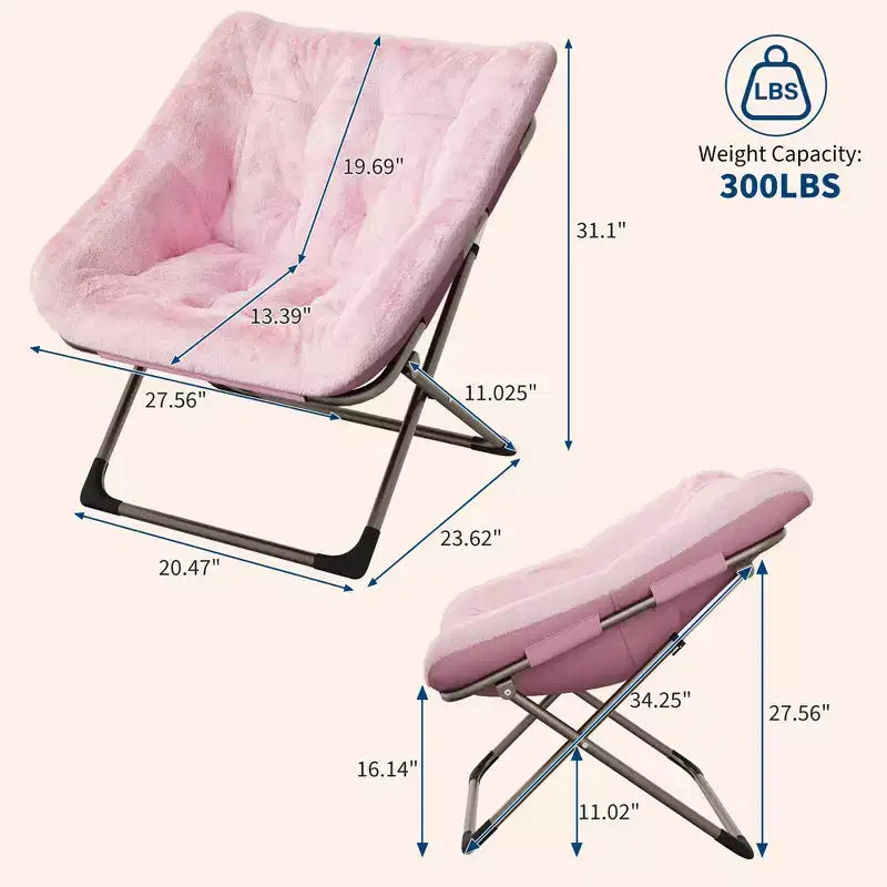 Comoda sedia a farfalla portatile, morbida pelliccia sintetica, oversize, nessun assemblaggio richiesto, per camera da letto, soggiorno, dormitorio, per bambini, ragazzi e adulti