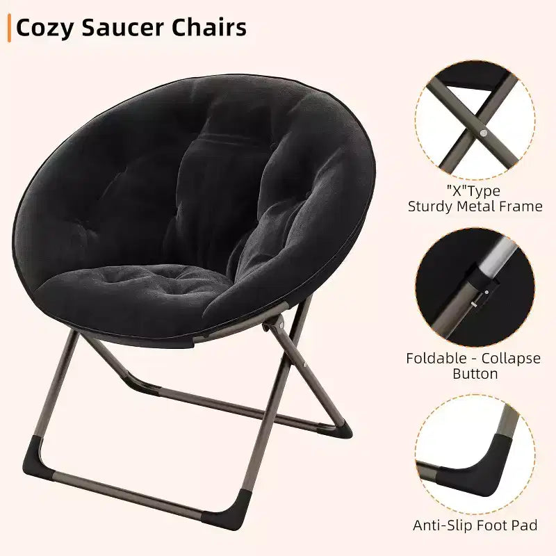 Comfy Portable Butterfly Saucer Chair, Soft Faux Fur, Oversized Accent, No Assembly Needed, for Bedroom, Living Room, Dorm, For Kids, Teens & Adults