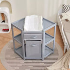 Fasciatoio ad angolo bianco con contenitore, 1 bambino, legno di pino