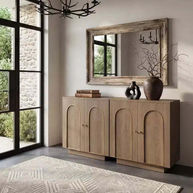 Mobiletto d'Appoggio a 2 Ante Rovere Marrone Scuro / Rovere Chiaro con Ripiano Regolabile, Montaggio da 1 Persona