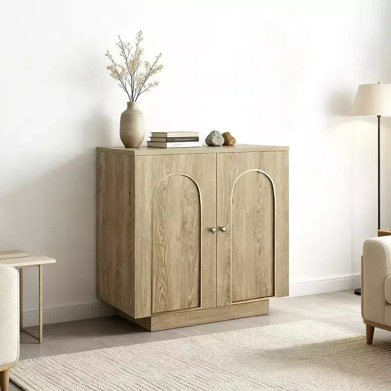 Mobiletto d'Appoggio a 2 Ante Rovere Marrone Scuro / Rovere Chiaro con Ripiano Regolabile, Montaggio da 1 Persona
