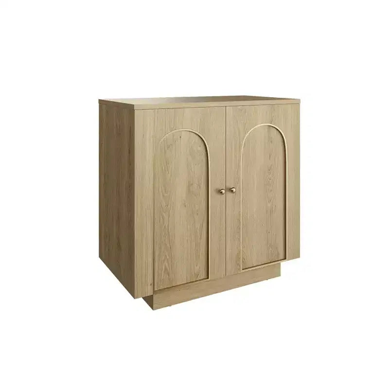 Dark Brown Oak / Light Oak 2-Door Accent Cabinet with Adjustable Shelf, 1-Person Assembly