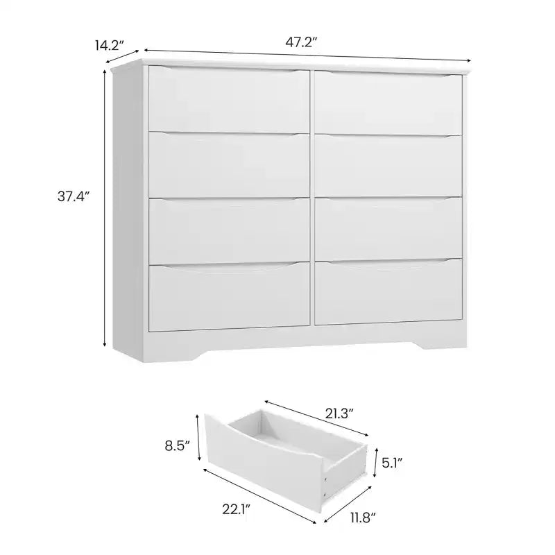 Cassettiera a 8 cassetti – Nero / Naturale / Noce / Bianco