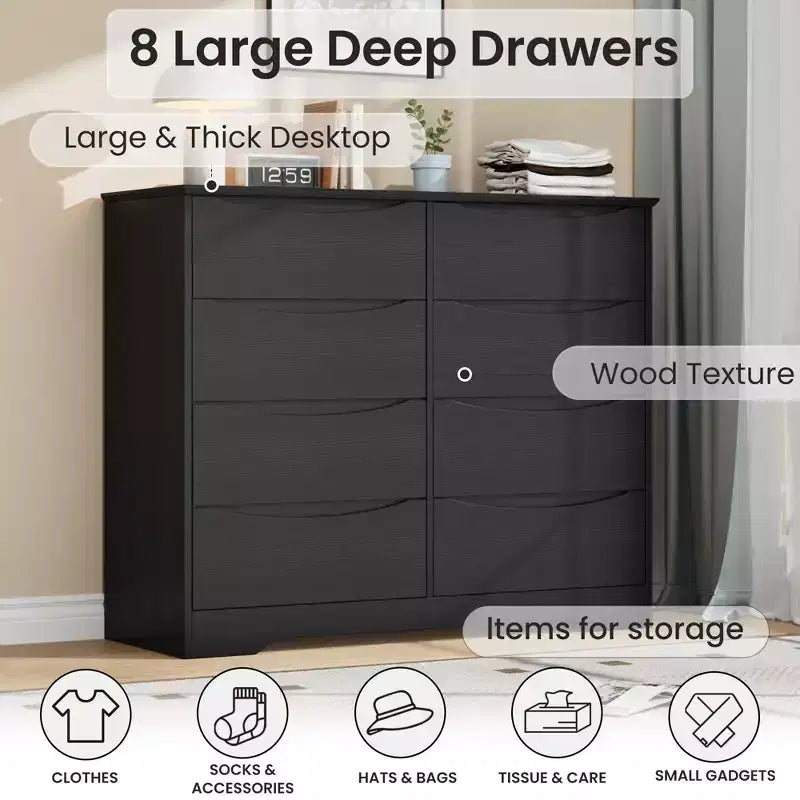 8-Drawer Dresser – Black / Natural / Walnut / White
