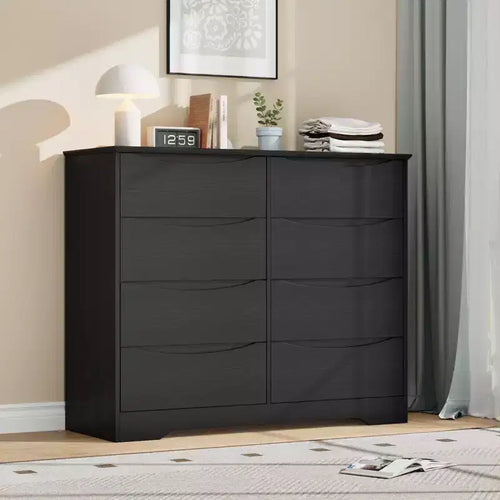 8-Drawer Wooden Dresser - 47.2 Wide, Deep Storage for Bedroom, Living Room & Hallway