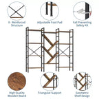 Scaffale a 4 ripiani industriale in legno, libreria aperta, robusta struttura in metallo, mensole rustiche per esposizione e conservazione, per soggiorno, camera da letto