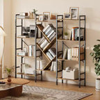 Scaffale a 4 ripiani industriale in legno, libreria aperta, robusta struttura in metallo, mensole rustiche per esposizione e conservazione, per soggiorno, camera da letto