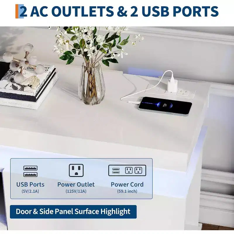 Mobile TV a L bianco/nero lucido con LED RGB, adatto a TV fino a 95 pollici